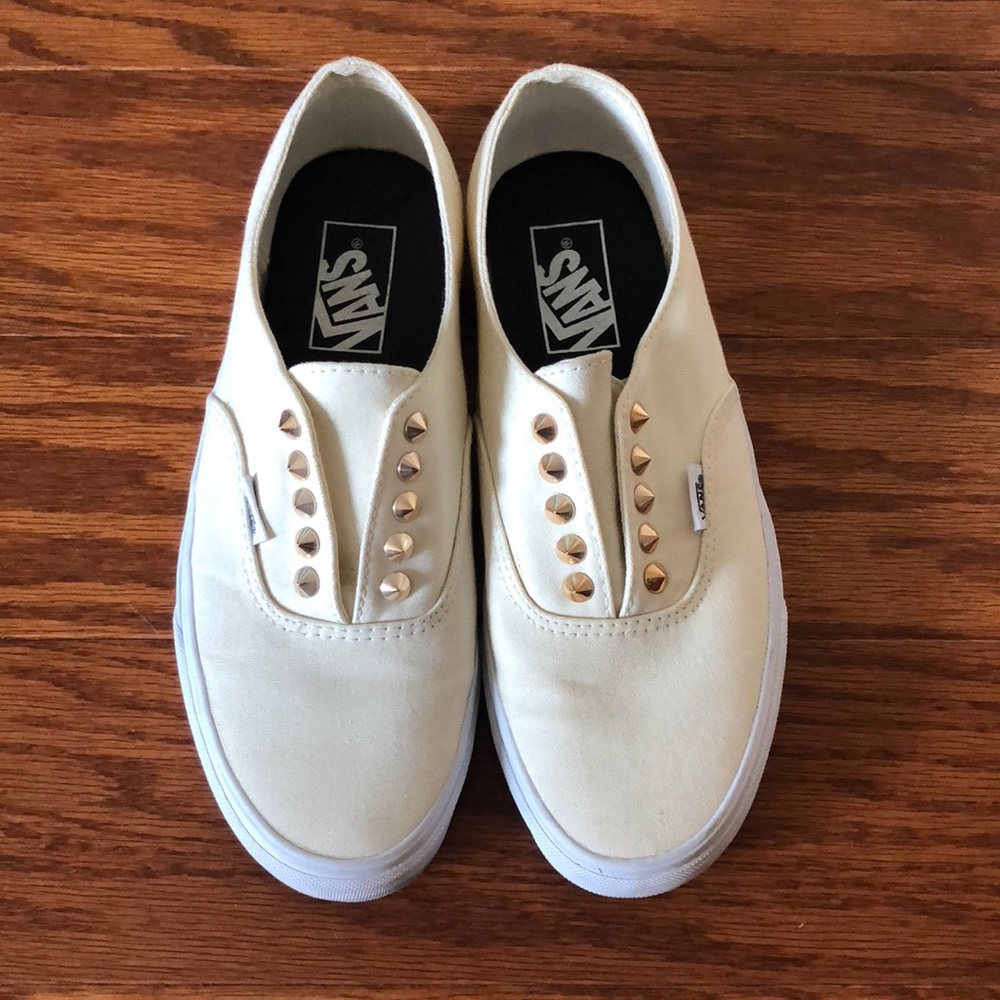 Vans Cream Gold Studded Sneakers